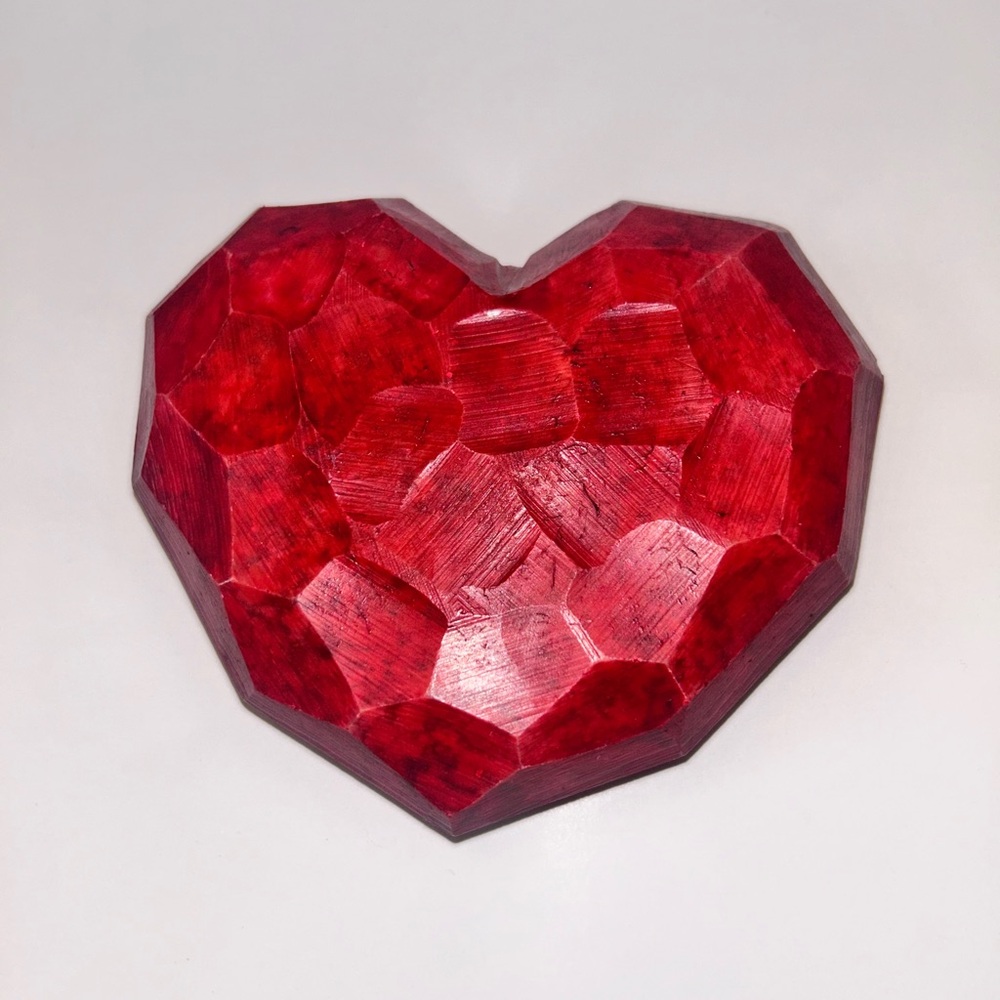 Crimson Faceted Heart Sculpture